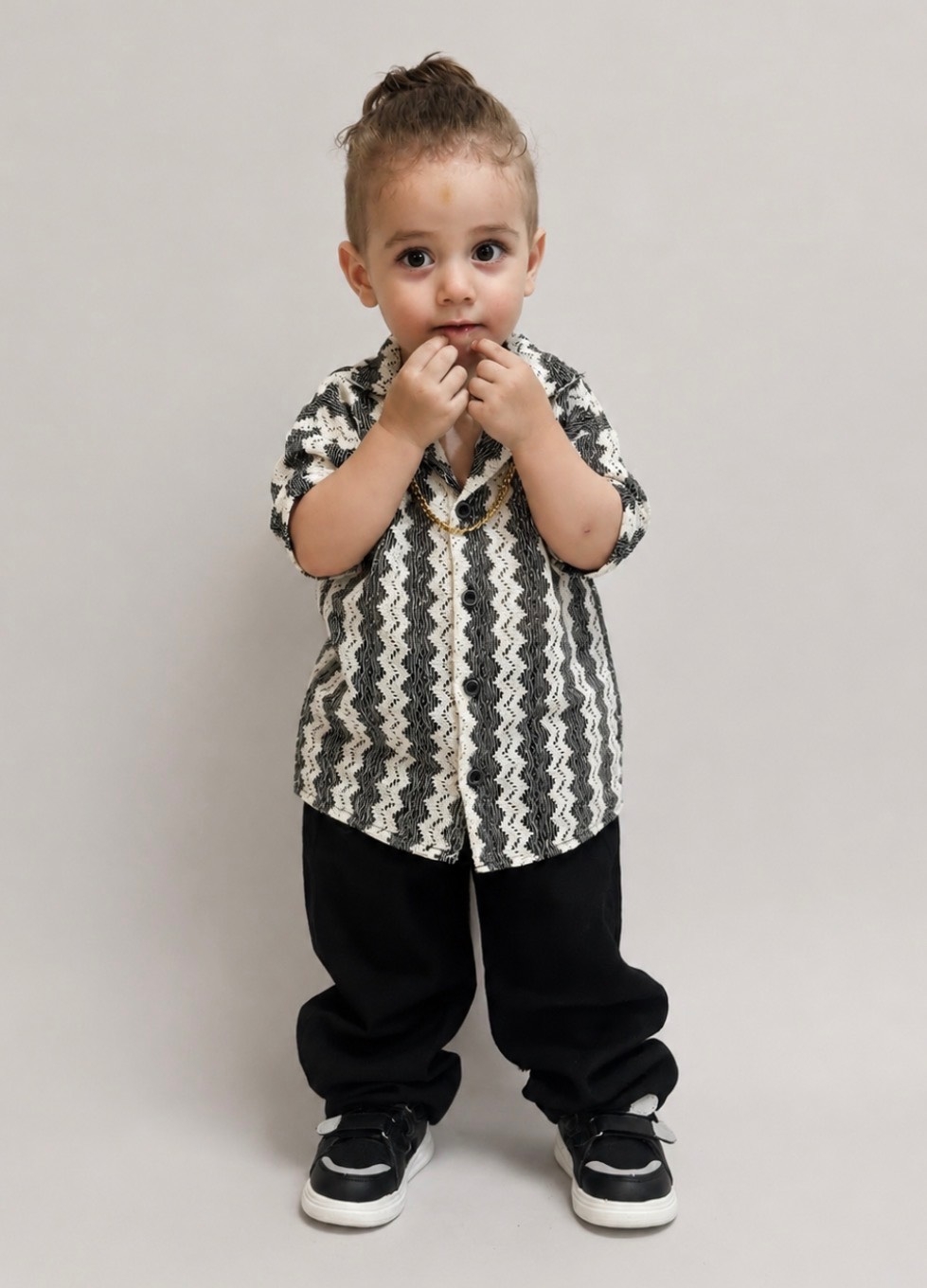 پیراهن پسرانه دکمه‌ای طرح‌دار شیک